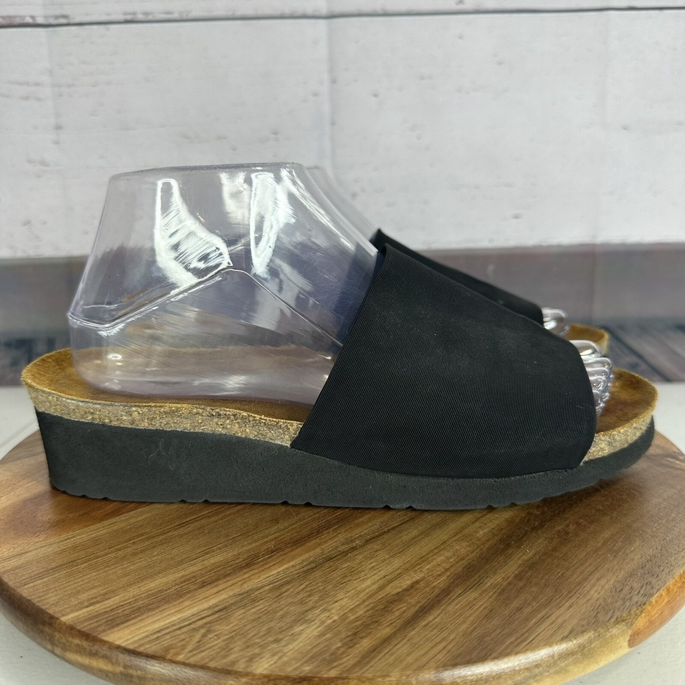 Naot Sandal Womens 9 Black Alana Slide Cork Suede Comfort Casual